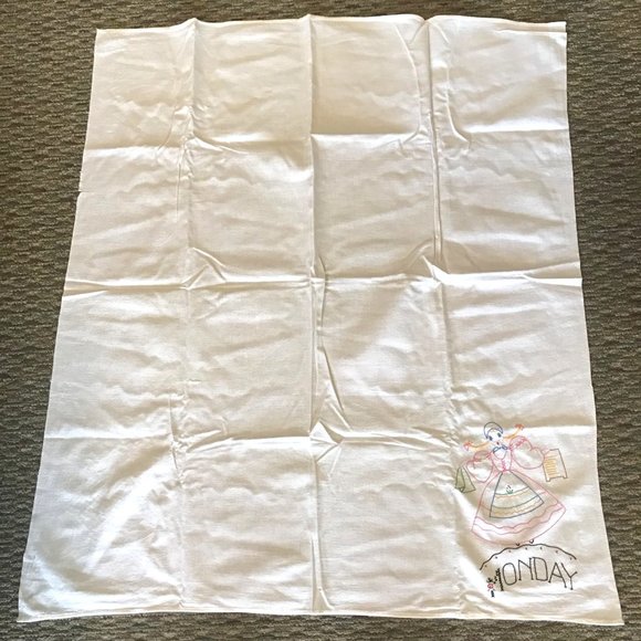 5 Vintage Embroidered Flour Sack Tea Dish Kitchen Towel Monday-Friday - Picture 11 of 11